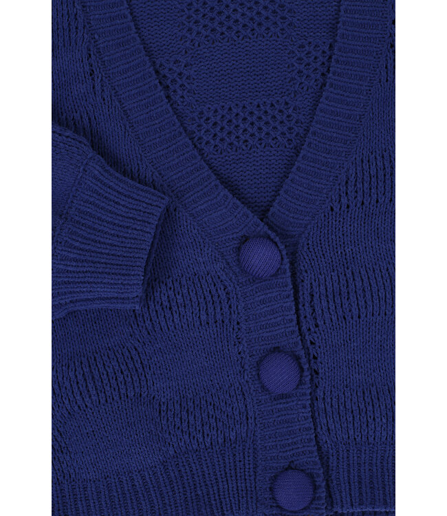 Cardigan Violet Blue chenille ajour
