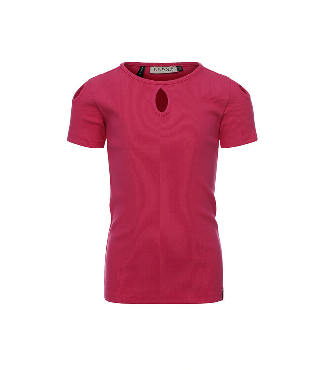 Fluo pink rib  t-shirt Keyholes