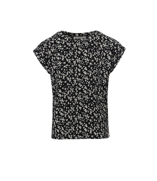 Loose-fit top Black Daisy flower print