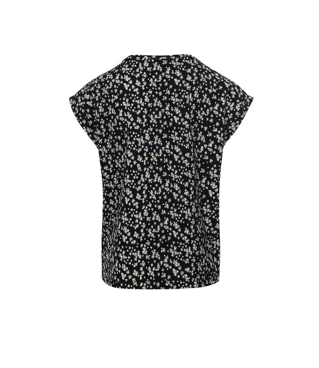 Loose-fit top Black Daisy flower print