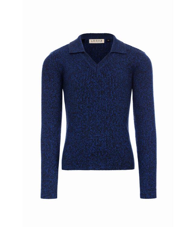 Knitted sweater with collar cobalt