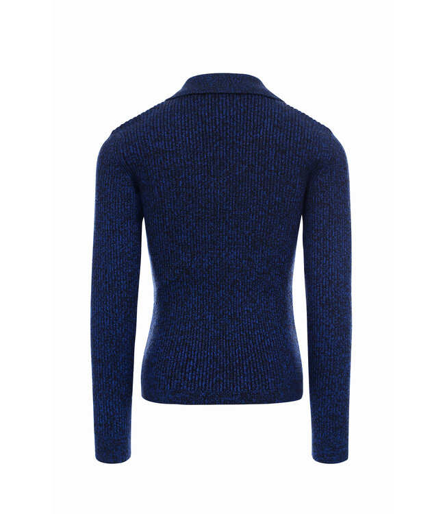 Knitted sweater with collar cobalt