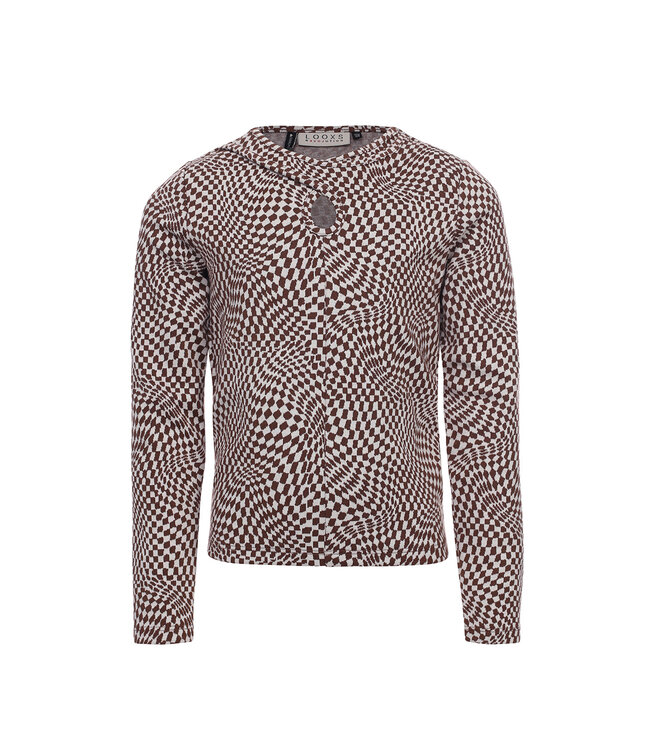 Top met swirl check print Bruin