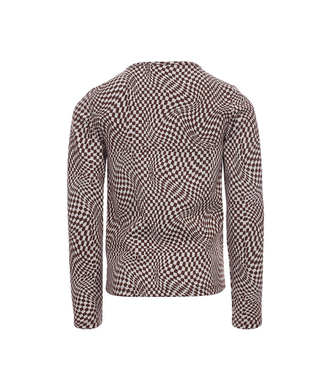 Top with swirl check print Brown