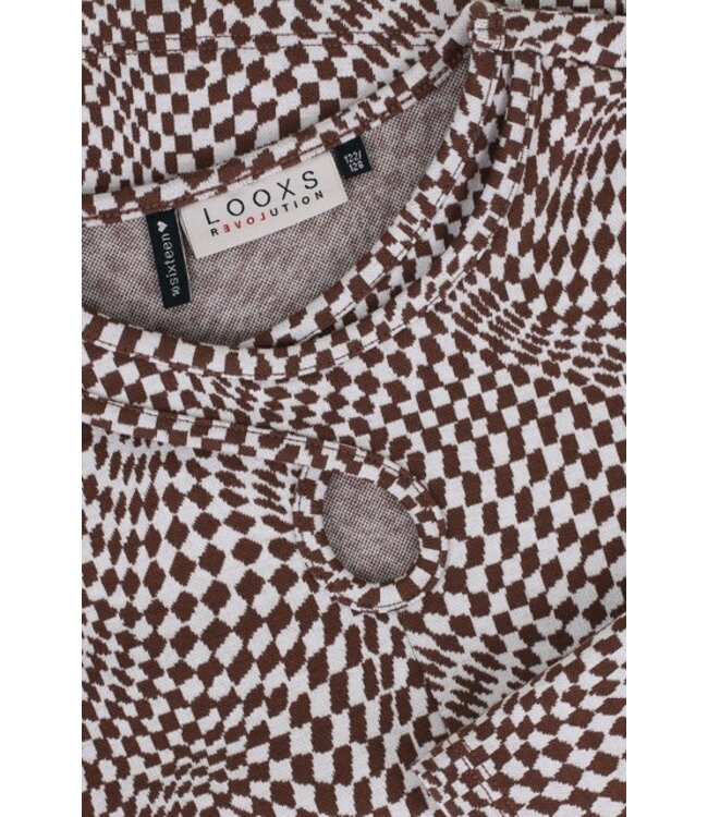 Top met swirl check print Bruin