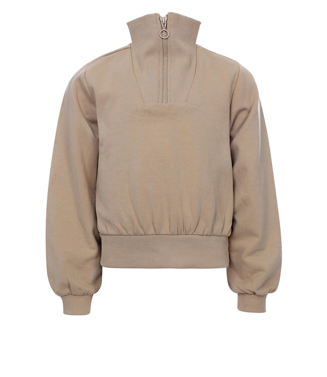 Cropped sweater with collar  Champagne