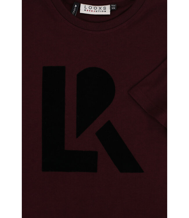 Cropped t-shirt katoen/modal Wine