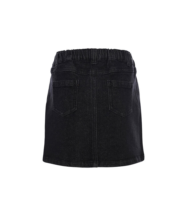 Black denim pleated skirt