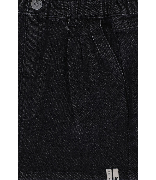 Black denim pleated skirt