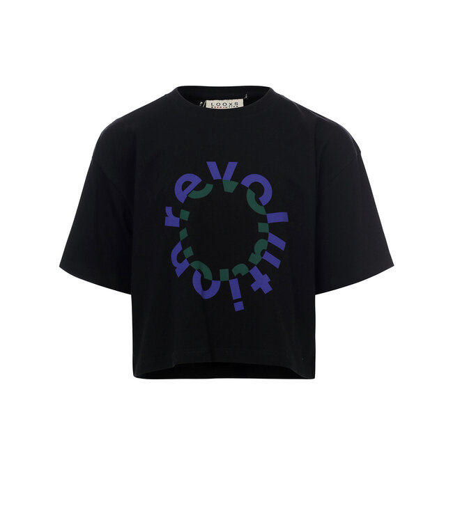 Cropped t-shirt black cotton/modal