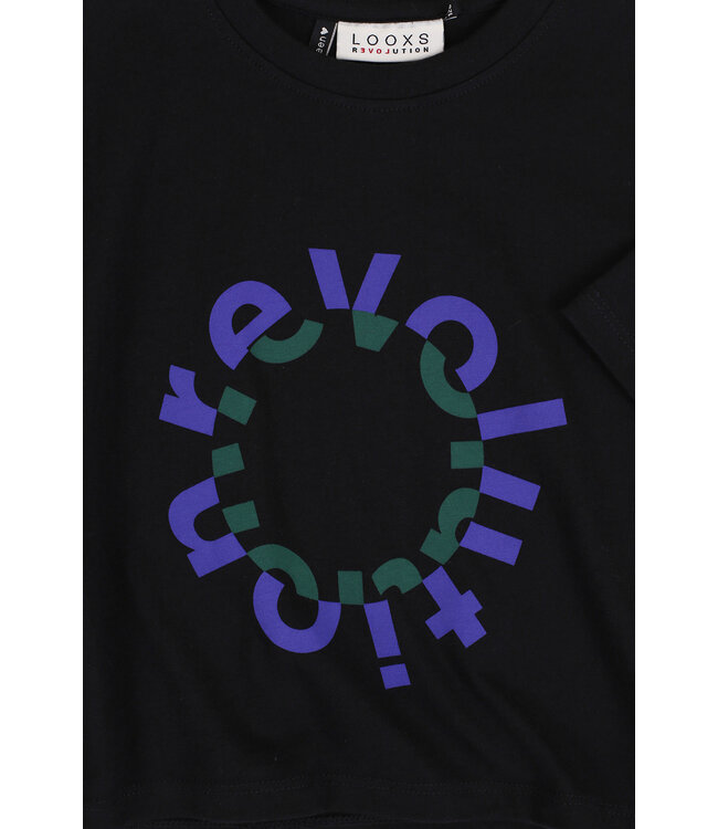 Cropped t-shirt black cotton/modal