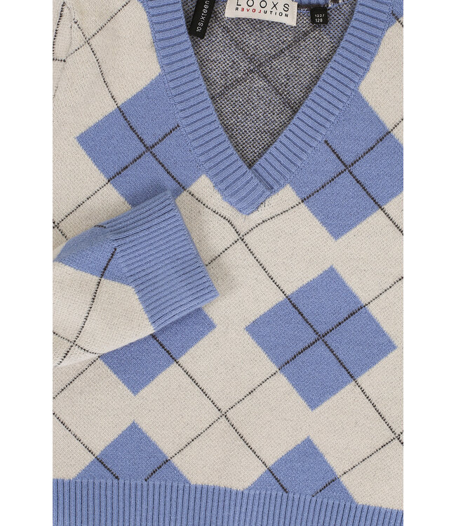 Gebreide V-hals trui Argyle