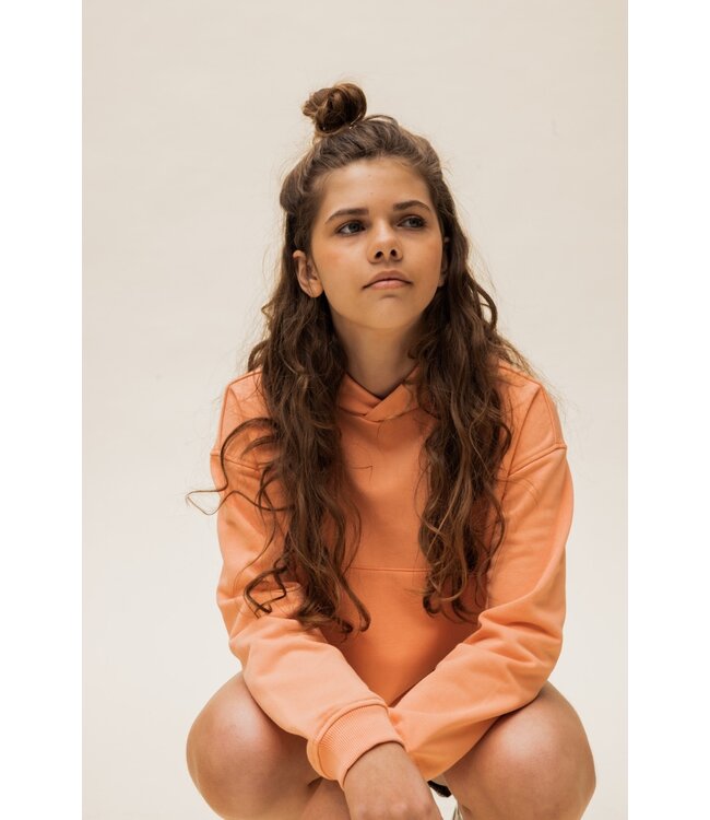 Cropped hooded sweater Papaya