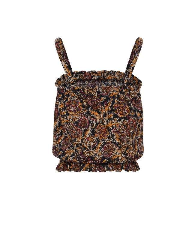 Paisley flower top zwart paisley dessin