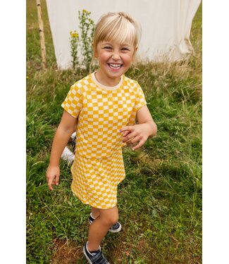 LOOXS Little Sweater gele blokjes print