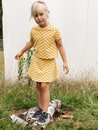 LOOXS Little Sweat rokje gele blokjes print