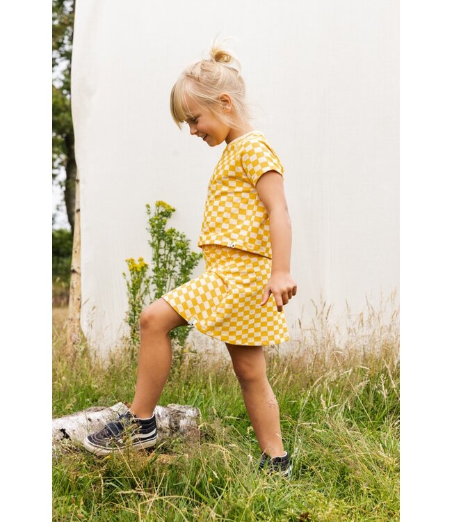 Sweat skirt yellow block print