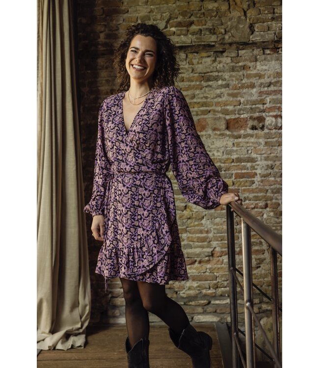LXS Viscose wrap dress Autumn Flower