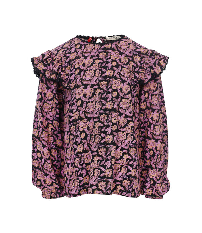 Viscose wijde blouse Autumn Flower
