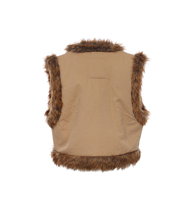 Gilet borduursels imitatie bont