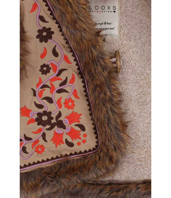 Fake fur gilet with embroidery