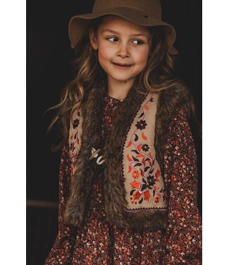LOOXS Little Fake fur gilet with embroidery