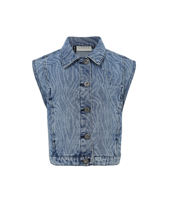 Blue denim gilet swirl