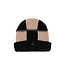 Gebreide Beanie block zwart/zand