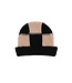 Gebreide Beanie block zwart/zand