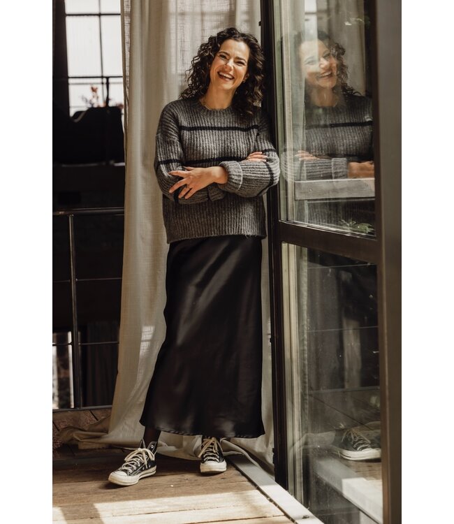 LXS Satin Black Maxi skirt