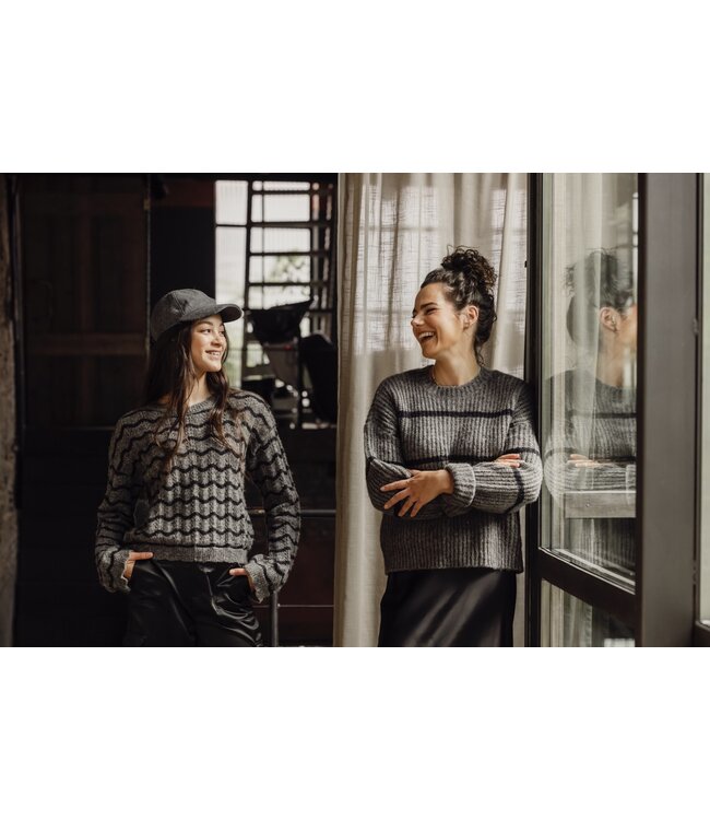 LXS Gebreide trui Grey Black Stripe