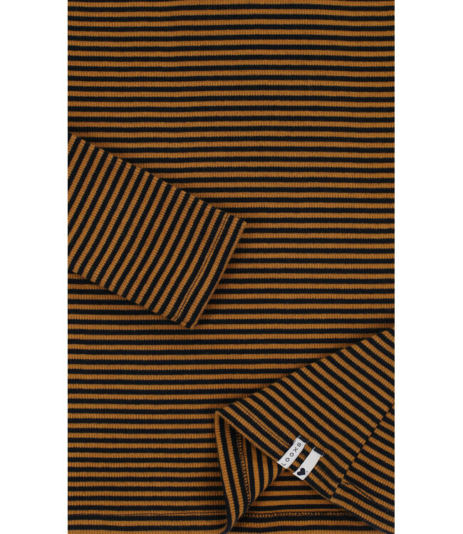 Longsleeve Oker streepje rib jersey