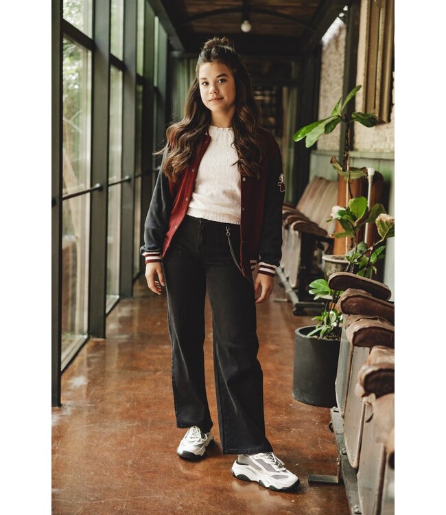 Black denim with chain belt