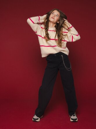 LOOXS 10sixteen Black denim with chain belt LOOXS 10sixteen Black denim with chain belt