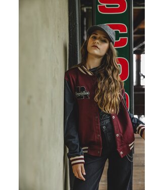 LOOXS 10sixteen Baseball cardigan Burgundy/Graphite