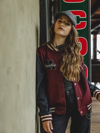 LOOXS 10sixteen Baseball cardigan Burgundy/Graphite LOOXS 10sixteen Baseball cardigan Burgundy/Graphite