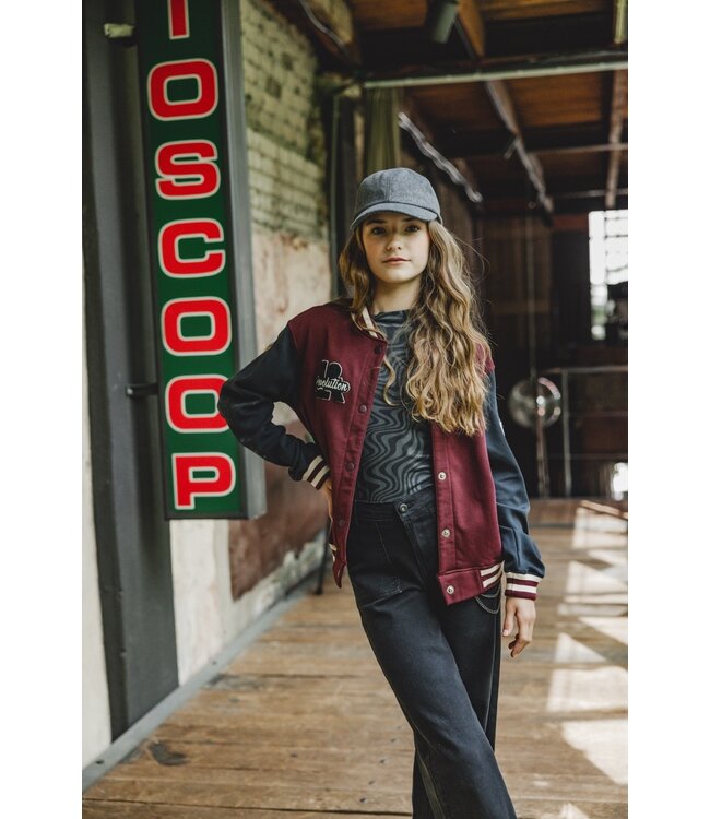 Baseball cardigan Burgundy/Graphite