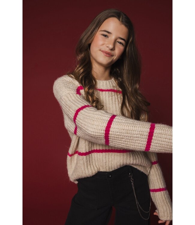 Gebreide trui Pink Stripe
