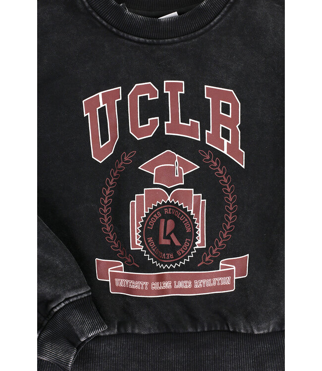 Sweater Zwart University print