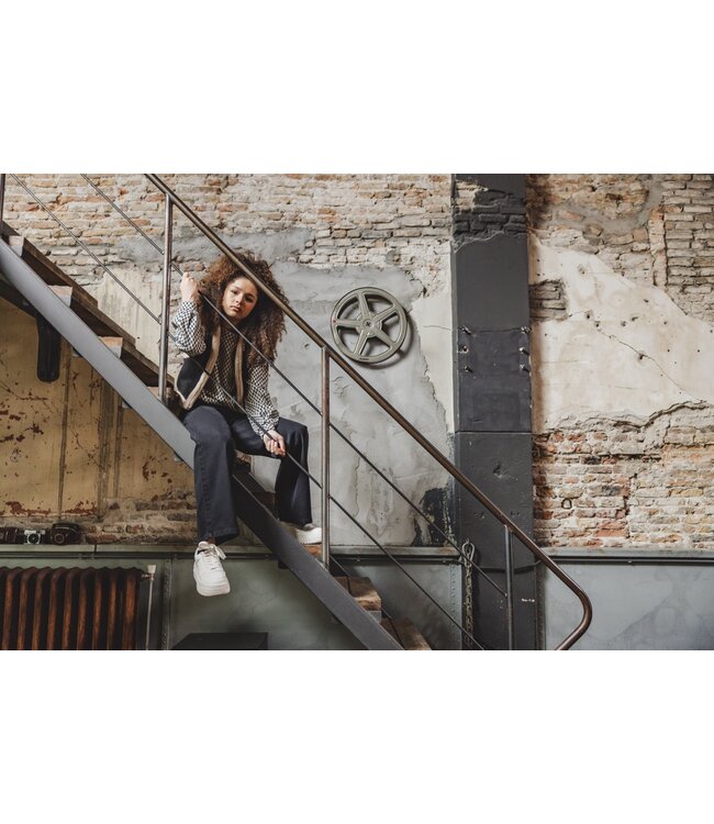 Zwart gilet with teddy