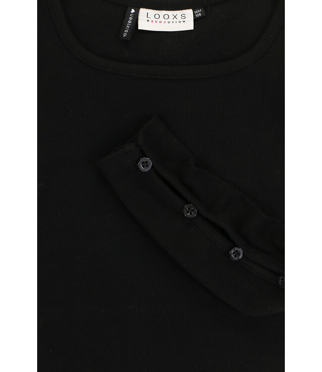 Zwarte rib jersey top