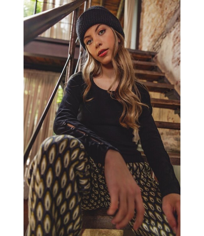 Black rib jersey top