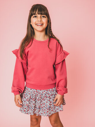 LOOXS Little Sweater Pink Punch ruffle LOOXS Little Sweater Pink Punch ruffle