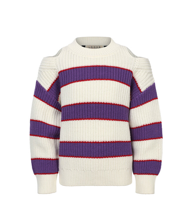 Striped knitted jumper keyholes