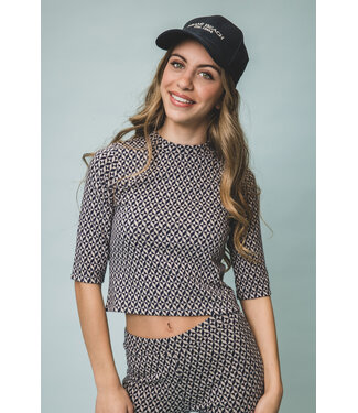 LOOXS 10sixteen Fancy Navy top Geomatric print