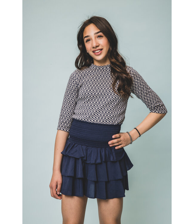 Fancy Navy top Geomatric print