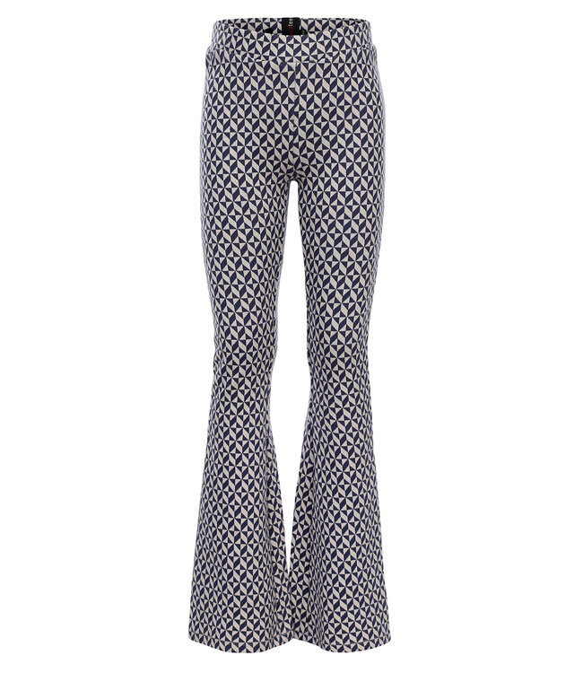 Navy Jacquard flared pants