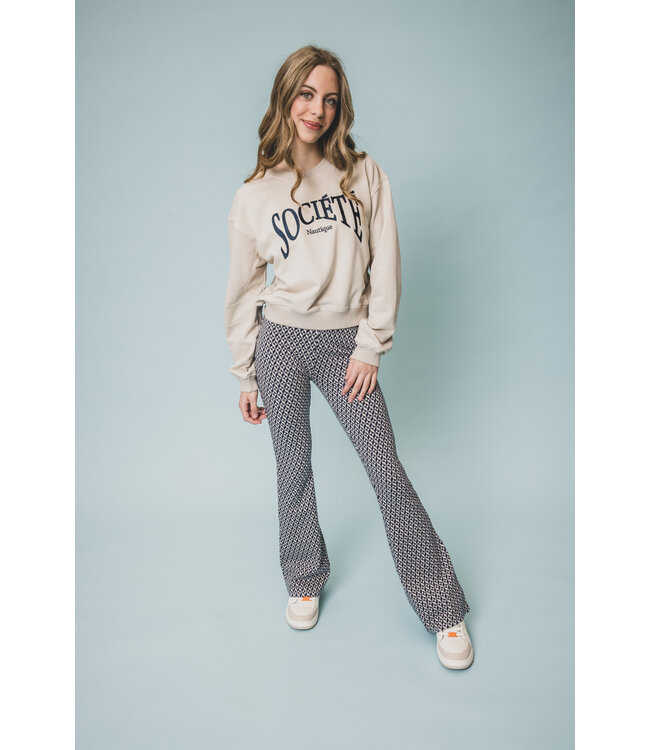 Navy Jacquard flared broekje