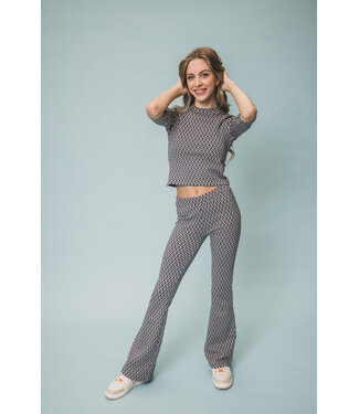 LOOXS 10sixteen Navy Jacquard flared pants