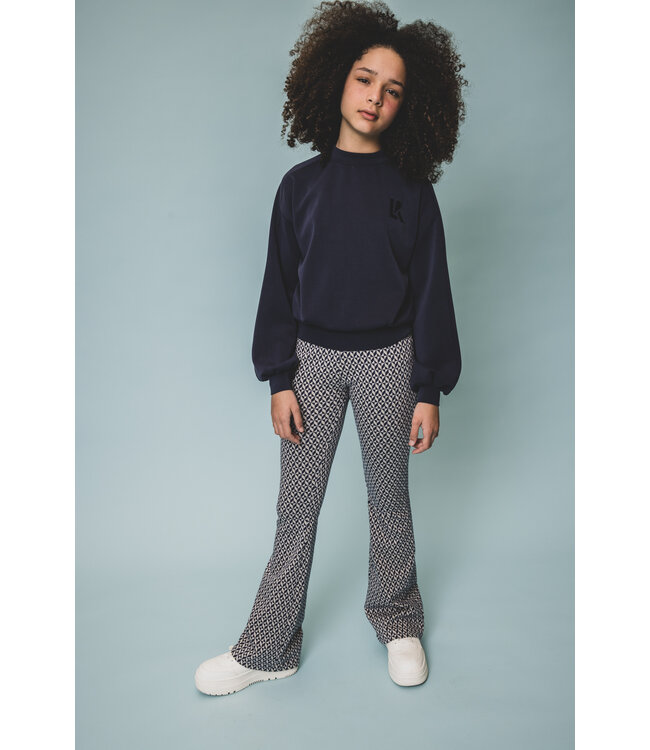 Navy Jacquard flared broekje